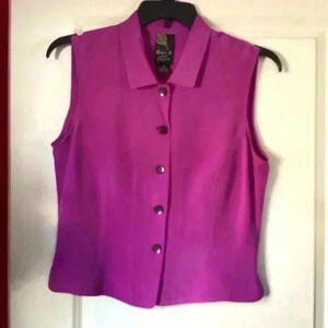 Donna B& Karen Purple 100% Silk Cropped Vest Size 14